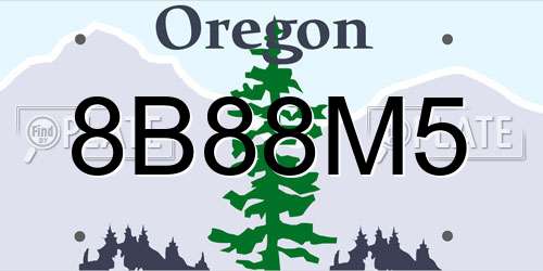 8B88M5 Oregon License Plate