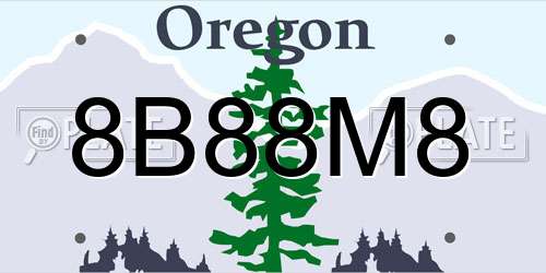 8B88M8 Oregon License Plate