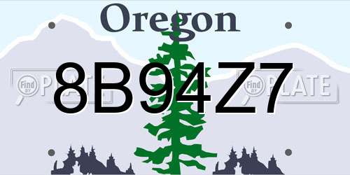 8B94Z7 Oregon License Plate