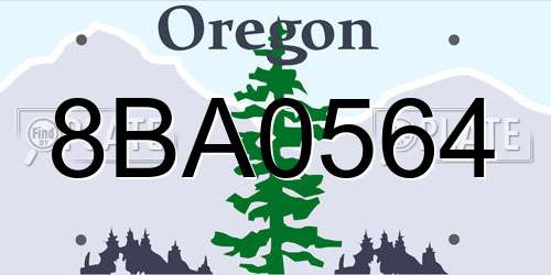 8BA0564 Oregon License Plate