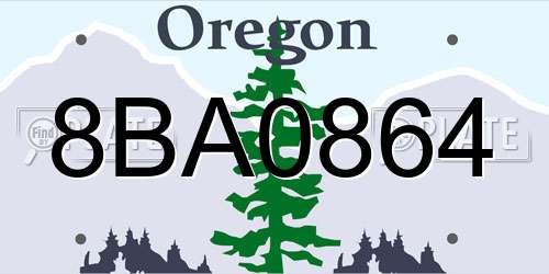 8BA0864 Oregon License Plate