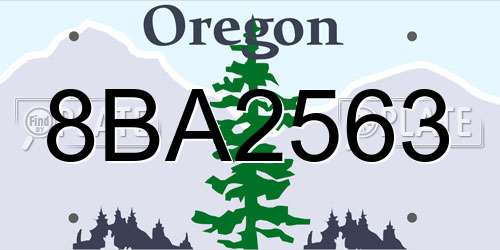 8BA2563 Oregon License Plate
