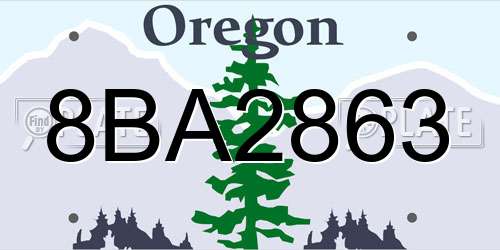 8BA2863 Oregon License Plate