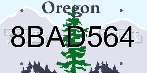 8BAD564 Oregon License Plate
