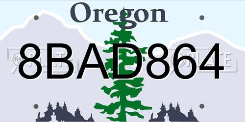8BAD864 Oregon License Plate