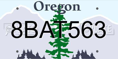8BAT563 Oregon License Plate