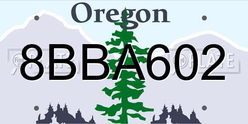8BBA602 Oregon License Plate