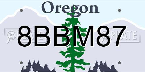 8BBM87 Oregon License Plate