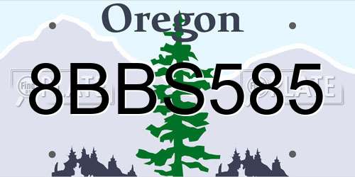 8BBS585 Oregon License Plate