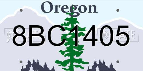 8BC1405 Oregon License Plate