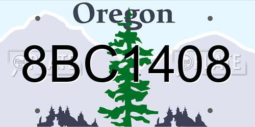 8BC1408 Oregon License Plate