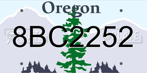 8BC2252 Oregon License Plate