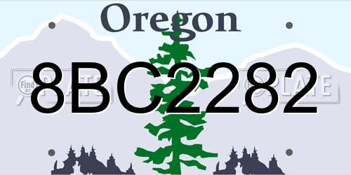 8BC2282 Oregon License Plate