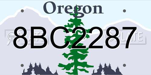 8BC2287 Oregon License Plate