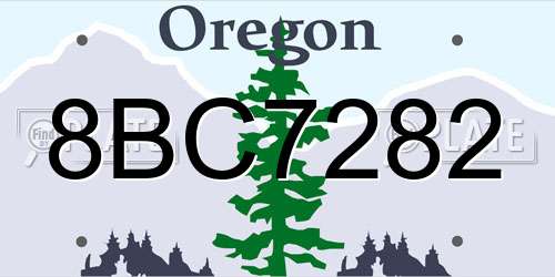 8BC7282 Oregon License Plate