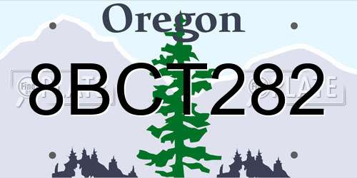 8BCT282 Oregon License Plate