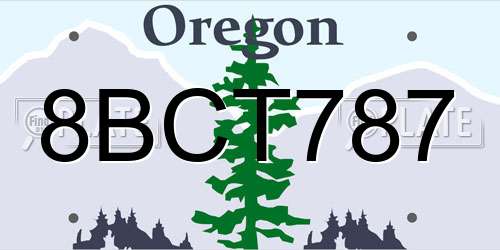 8BCT787 Oregon License Plate