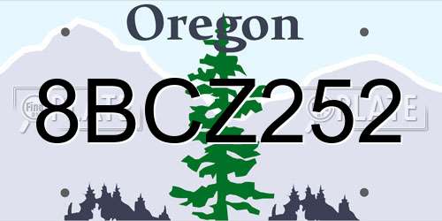 8BCZ252 Oregon License Plate