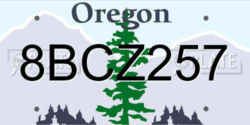 8BCZ257 Oregon License Plate
