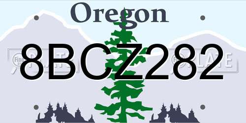 8BCZ282 Oregon License Plate