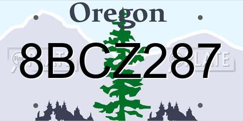 8BCZ287 Oregon License Plate