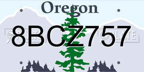 8BCZ757 Oregon License Plate