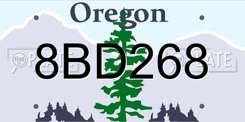 8BD268 Oregon License Plate