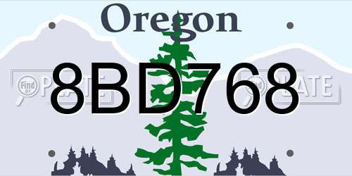 8BD768 Oregon License Plate