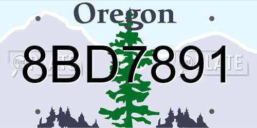 8BD7891 Oregon License Plate