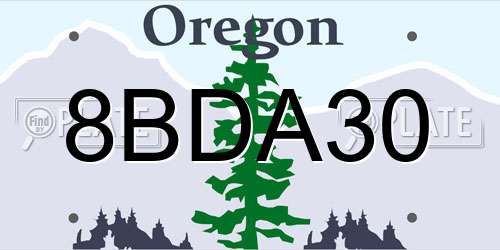 8BDA30 Oregon License Plate