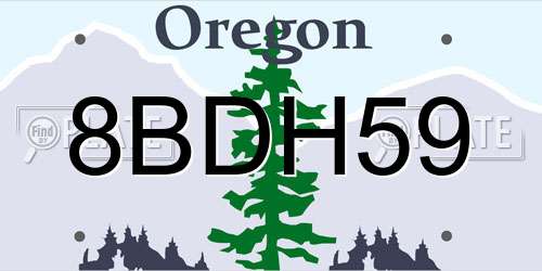 8BDH59 Oregon License Plate