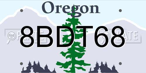 8BDT68 Oregon License Plate