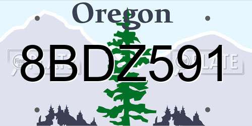 8BDZ591 Oregon License Plate