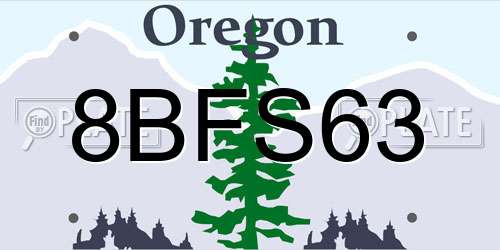 8BFS63 Oregon License Plate