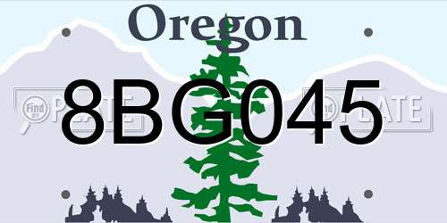 8BG045 Oregon License Plate