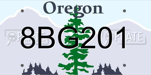 8BG201 Oregon License Plate