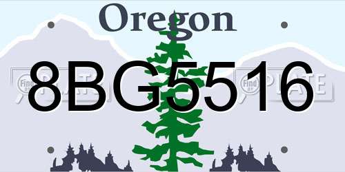 8BG5516 Oregon License Plate