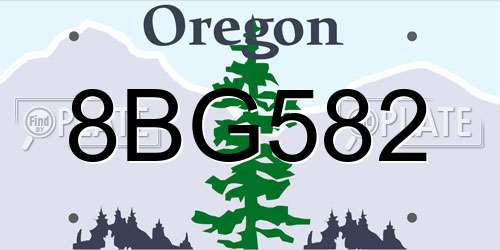 8BG582 Oregon License Plate