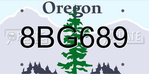 8BG689 Oregon License Plate