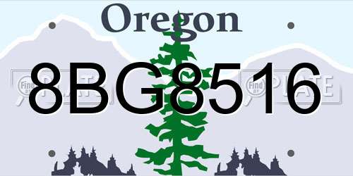 8BG8516 Oregon License Plate
