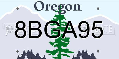 8BGA95 Oregon License Plate