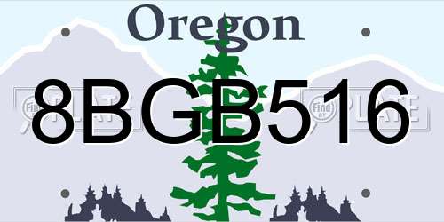8BGB516 Oregon License Plate