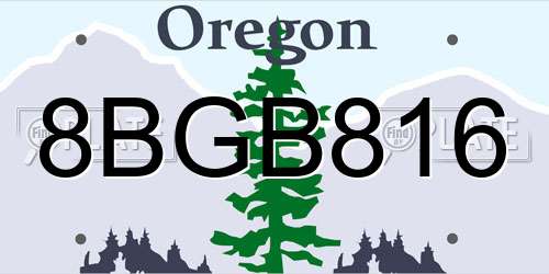 8BGB816 Oregon License Plate