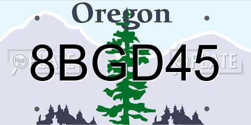 8BGD45 Oregon License Plate