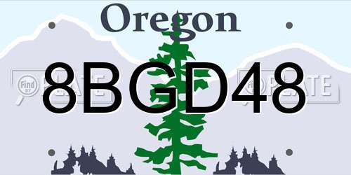 8BGD48 Oregon License Plate