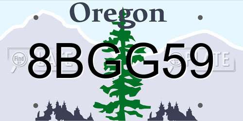 8BGG59 Oregon License Plate