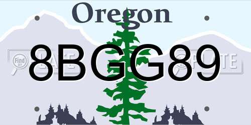 8BGG89 Oregon License Plate