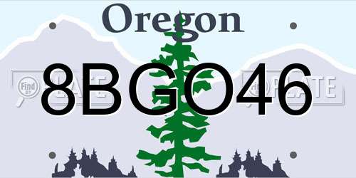 8BGO46 Oregon License Plate