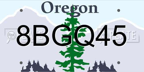 8BGQ45 Oregon License Plate