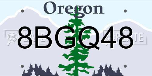 8BGQ48 Oregon License Plate